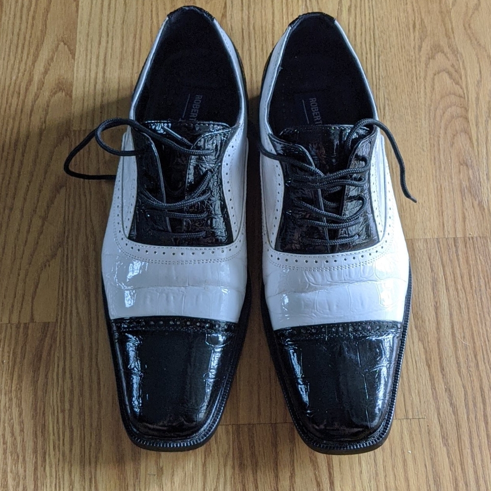 Men's black and white Oxford shoes - Picture 2 of 6